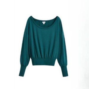 Cuyana French Terry Boatneck Sweatshirt In Deep Ocean Teal